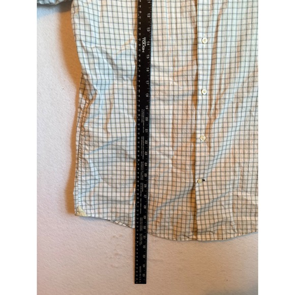 Banana Republic Fitted Long Sleeve Green Plaid Dress Shirt Mens L - Picture 7 of 8